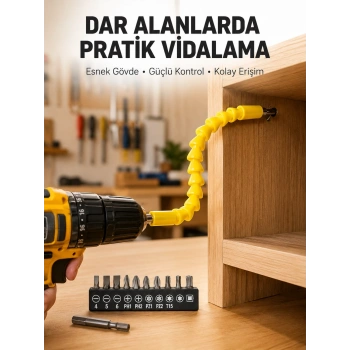 12 Parça Akrobat Bits Seti Çok Amaçlı Vidalama Dayanıklı Çelik Yeni Nesil