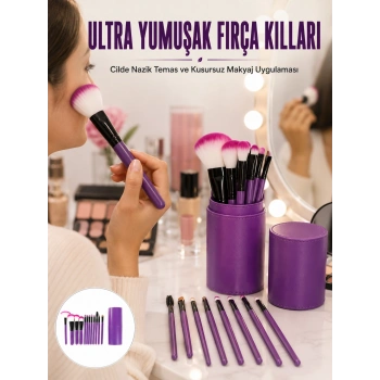12 Parça Profesyonel Makyaj Fırça Seti