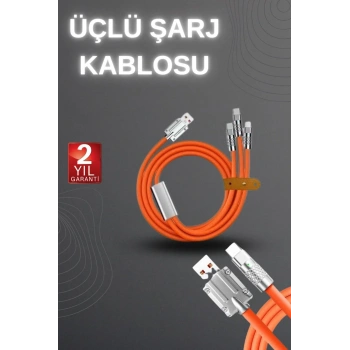 120w Hızlı Şarj Kablosu Turuncu Yüksek Güç Kapasitesi Çoklu Şarj Girişi