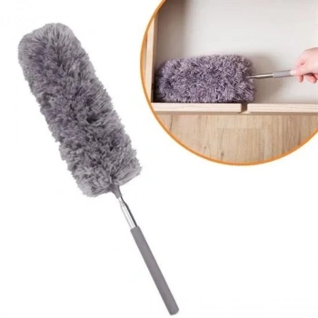 140 Cm Teleskopik Uzatılabilir Mikrofiber Yumuşak Başlıklı Gri Toz Alma Fırçası Toz Püskülü