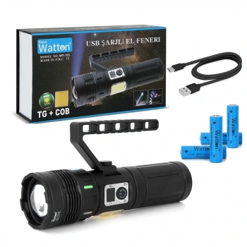 15.000 Lümen Tg+cob Led Şarjlı El Feneri  Wt-703