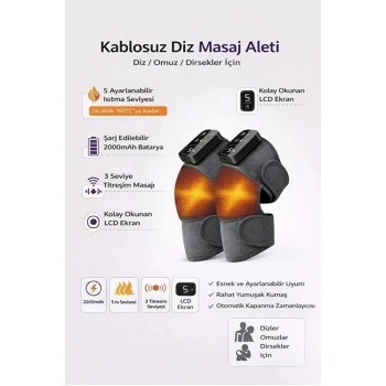2 Adet Şarjlı Isıtmalı Diz Masaj Aleti – Titreşimli Fizyoterapi Dizlik | Diz Omuz Kol Bacak