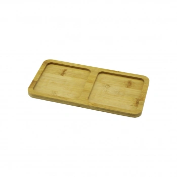 2 BÖLMELİ   DİKDÖRTGEN  AHŞAP BAMBU YAĞDANLIK ALTLIK  MİNİ TEPSİ   20X10X0.8CM (5263)