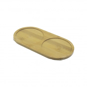 2 BÖLMELİ   OVAL  AHŞAP BAMBU YAĞDANIK ALTLIK  12X24X0.8CM (5263)