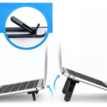 2 Kademeli Katlanabilir ve Yapışkanlı Laptop Standı Siyah (5263)