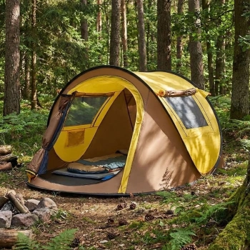 2 Kişilik Vagon Tipi Yarı Otomatik Kamp Çadırı – Çift Kapılı, Çift Pencereli, Hafif Taşınabilir Outdoor Doğa Çadırı 220x120x90 cm (5263)