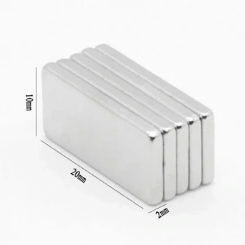 20×10×2 Mm N35 Neodyum Mıknatıs – Köşeli, Nikel Kaplama (50’li Set)