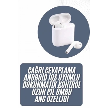 2025 Model Çağrı Cevaplayabilen Bluetooth Kulaklık Beyaz Dokunmatik Kontrol