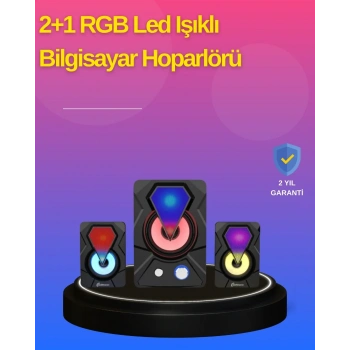 2.1 Kanal Rgb Led Oyun Hoparlörü Subwoofer Destekli