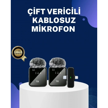2in1 Kablosuz Yaka Mikrofonu İos Ve Android Uyumlu