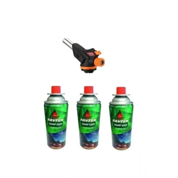 3 Kartuşlu Çakmak Pürmüz Seti - Turbo Tourch Kamp Piknik Pürmüz Seti