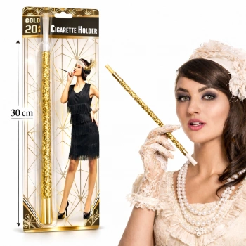 30 cm Altın Gold Payetli Sigara Tutacağı – 1920’ler Gatsby Parti Aksesuarı (5263)