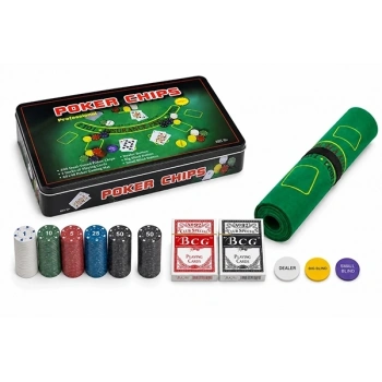 300 Chipli Profesyonel Poker Seti Metal Kutulu 2 Deste İskambil Kağıtlı Alk5355