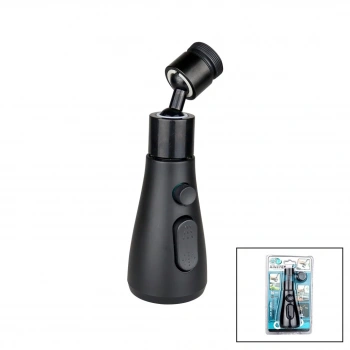 360 DERECE DÖNEBİLEN- 3 MOD  SİYAH YAĞMUR PÜSKÜRTME BORULU KUBAR MUSLUK UCU KTX-3289 (5263)