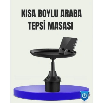 360° Döner Araç Bardaklık Tepsisi Geniş Yemek Alanlı Telefon Standlı