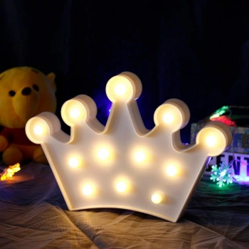 3D Dekoratif Pilli Kraliçe Tacı Model Led Masa ve Gece Lambası (5263)