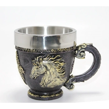 3d Kabartmalı At Büstü Paslanmaz Çelik Kupa Bardak Alk4478