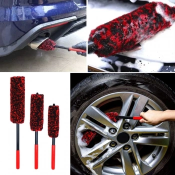 3lü Bükülebilen Peluş Detaylı Temizlik İçin Oto Jant, Egzos Temizleme Fırçası (5263)