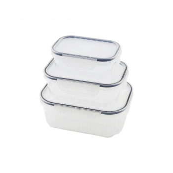 3PCS QUİCK SIZDIRMAZ SAKLAMA KABI SETİ ŞEFFAF KAP - BUĞULU-CONTALI KAPAK  500-1000-1700ML (5263)