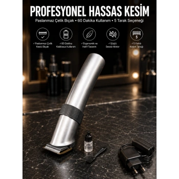 4 Taraklı Taşınabilir Profesyonel Saç Ve Sakal Kesme Tıraş Makinesi Yeni Nesil