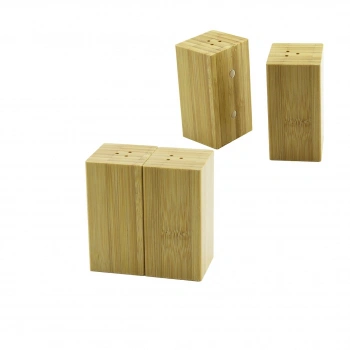 4.5X5CM--Y:9CM   2PCS   MIKNATISLI İKİZ   AHŞAP BAMBU  BAHARATLIK - TUZLUK (5263)