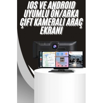 4k 10.2 İnç Çift Kameralı Araç Multimedya Ekranı Carplay Kablosuz Tüm Cihazlara Uyumlu