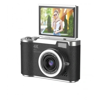 4k Dijital Retro Video Kamera 48mp 18x Zoom Flaşlı (32gb) Kart Dijital Vlog Fotoğraf  Makinesi Türkçe Siyah