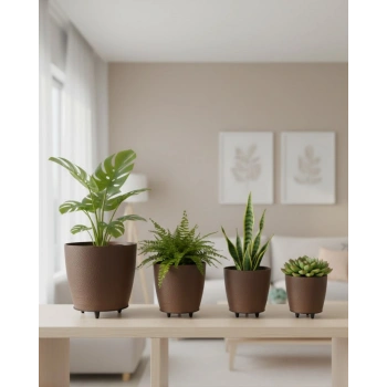 4lü Vazo Kahverengi