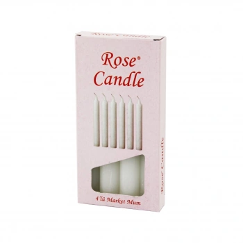 4PCS - KALIN   ÇAP=2CM - UZUNLUK=15CM     BEYAZ KLASİK  MARKET MUM (5263)