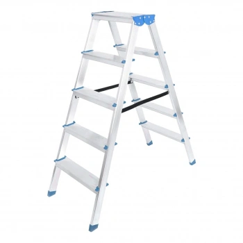 5+5 ÇİFT BASAMAKLI ALÜMİNYUM METAL MERDİVEN YÜKSEKLİK = 115CM BAŞ GENİŞLİK = 8CM (5263)