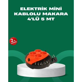 5 Metre Kablolu 4’lü Kırmızı Priz Makara