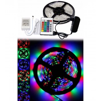 5 Metre Rgb Şerit Led Seti-İç ve Dış Mekan Silikonlu-Tak Çalıştır (5263)