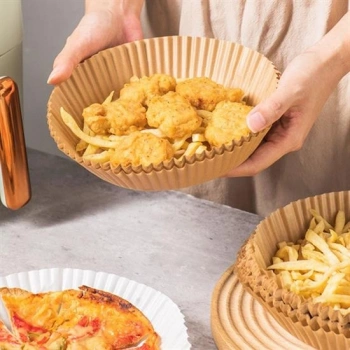 50 Adet Air Fryer Pişirme Kağıdı Tek Kullanımlık Yağ Geçirmez Yuvarlak Tabak Model PVC (5263)