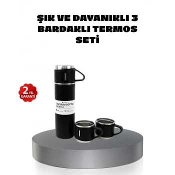 500 Ml Paslanmaz Çelik Termos Seti – Sızdırmaz, Vakumlu, Isı Koruma Özellikli, Taşınabilir Termos