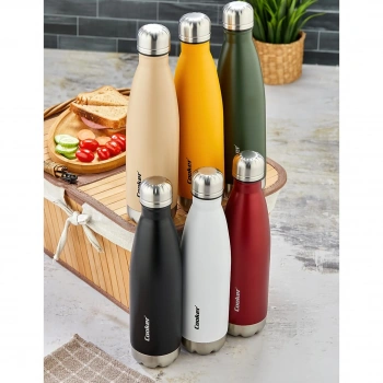 500ML RENKLİ ŞİŞE TERMOS PASLANMAZ ÇELİK - KAYDIRMAZ TPR TABAN (5263)