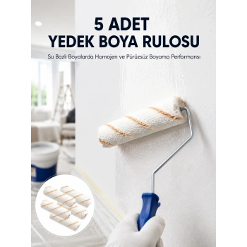 5’li Mini Rulo Boya Seti Duvar Tavan Emülsiyon Uygulama