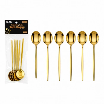 60 PARÇA GOLD TATLI KAŞIK SETİ 13CM - 1 PAKET İÇİNDE 6 ADET VARDIR - 10 PAKET GÖNDERİLİR (5263)