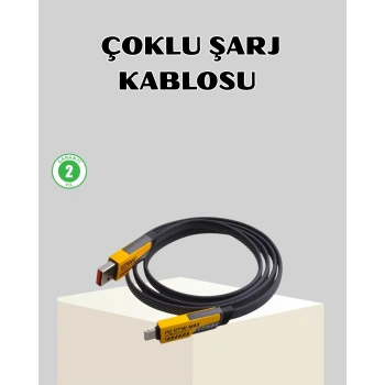 65w Çoklu Şarj Kablosu 4’ü 1 Arada Örgülü Hızlı Veri Aktarım Usb-c Usb-a