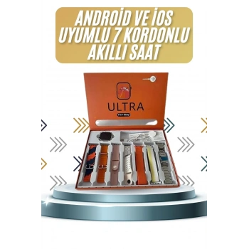 7 Kordonlu Akıllı Saat Plastik Kordon Hasır Kordon Çelik Kordon