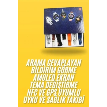 7 Kordonlu Akıllı Saat Siyah Kasa Dokunmatik Ekran Uyku Ve Sağlık Takibi
