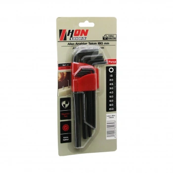 9PCS SİYAH UZUN - DÜZ 180MM ALYAN ALLEN ANAHTAR TAKIMI BRKT-800703 (5263)