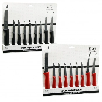 9PCS TIRTIRLI BIÇAK SETİ 1AD 24CM EKMEK 2AD 10CM SEBZE 6AD 6.5CM MEYVE (5263)
