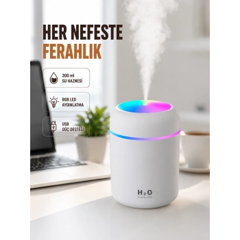 Abs Gövdeli 300ml Usb Nemlendirici – Beyaz, Gri, Pembe Renk