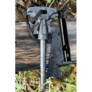 Acil Durum Magnezyum Çubuk Çakmaktaşı Hayatta Kalma Ateş Başlatıcı Çakmak Kiti Düdük Hediyeli