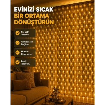 Ağ Şeklinde Led File Işık Dekoratif Ortam Aydınlatma Bahçe Balkon Süsü