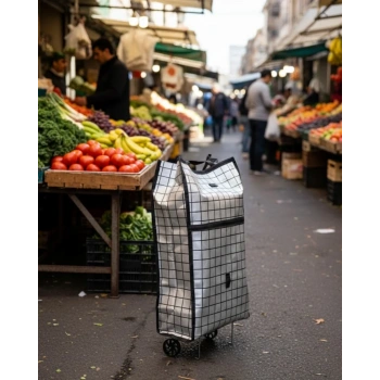 Ağır Yük Taşımaya Uygun Tekerlekli Market Ve Pazar Çantası