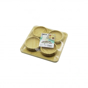 AHŞAP BAMBU 5PCS  ÇEREZLİK - LOKUMLUK KASE SETİ 22X22CM (5263)