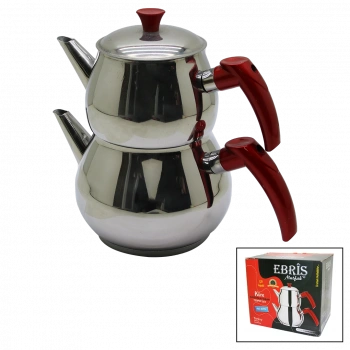 AİLE BÜYÜK BOY KÜRE ÇELİK ÇAYDANLIK SETİ ÜST: 1.2LT - ALT: 2LT (5263)