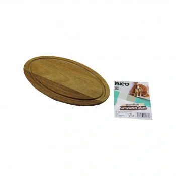 AKASYA OVAL AHŞAP SERVİS SUNUM TEPSİ - TAHTASI  MİNİ TEPSİ   25 X 14 X 1.4CM (5263)