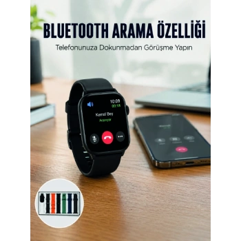 Akıllı Saat 7 Kordonlu Bluetooth Aramalı Nabız Ve Dokunmatik Akıllı Saat